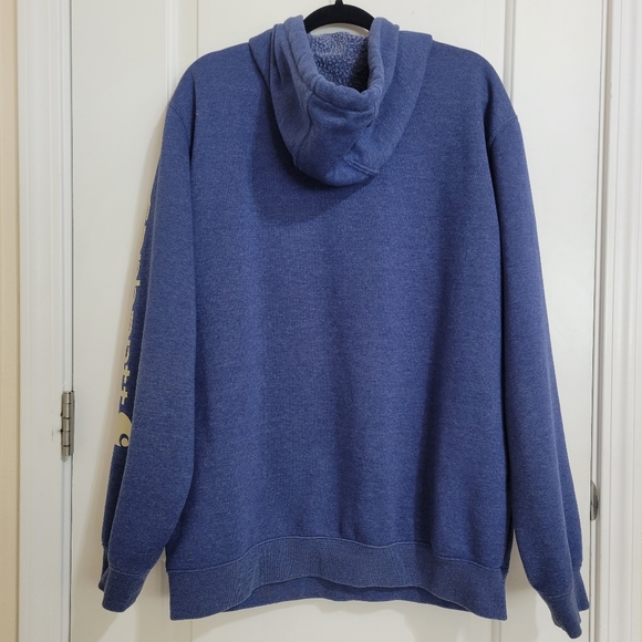 Carhartt K288 H53 Scout Blue Heather Midweight Hooded Logo Sweatshirt L - Picture 9 of 13